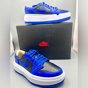Brand New Womens Air Jordan 1 Elevate Low Hyper Royal Black sneakers.